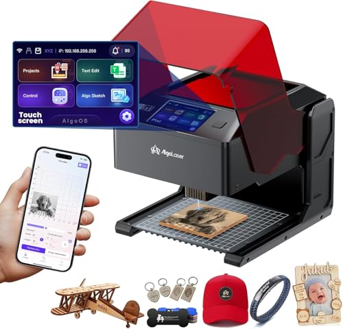 AlgoLaser 5W Smart Laser Engraver Machine: Portable Laser Engraver with 3.5" Touchscreen & AlgoOS System - Hand Draw/Wireless Transmission/SD Card/Offline - Laser Engraving for Wood, Leather AlgoLaser