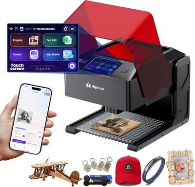 AlgoLaser 5W Smart Laser Engraver Machine: Portable Laser Engraver with 3.5" Touchscreen & AlgoOS System - Hand Draw/Wireless Transmission/SD Card/Offline - Laser Engraving for Wood, Leather