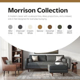 SIMPLIHOME Morrison 89-inch Wide Sofa in Charcoal Grey Woven-Blend Fabric, Handcrafted Mid-Century Modern Couch for Living Room or Family Room, Single Bench Cushion, Bolster Pillows SIMPLIHOME