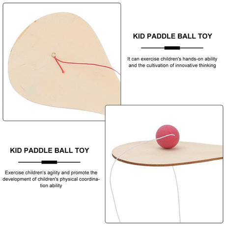 Blank Paddle Ball 10 Pcs Wooden Paddle Ball with String Unfinished Wood Paddle Rackets Kids Painting Graffiti DIY Crafts Fun and Classic Paddleball Game for Boys and Girls, Party Favor Toys jojofuny