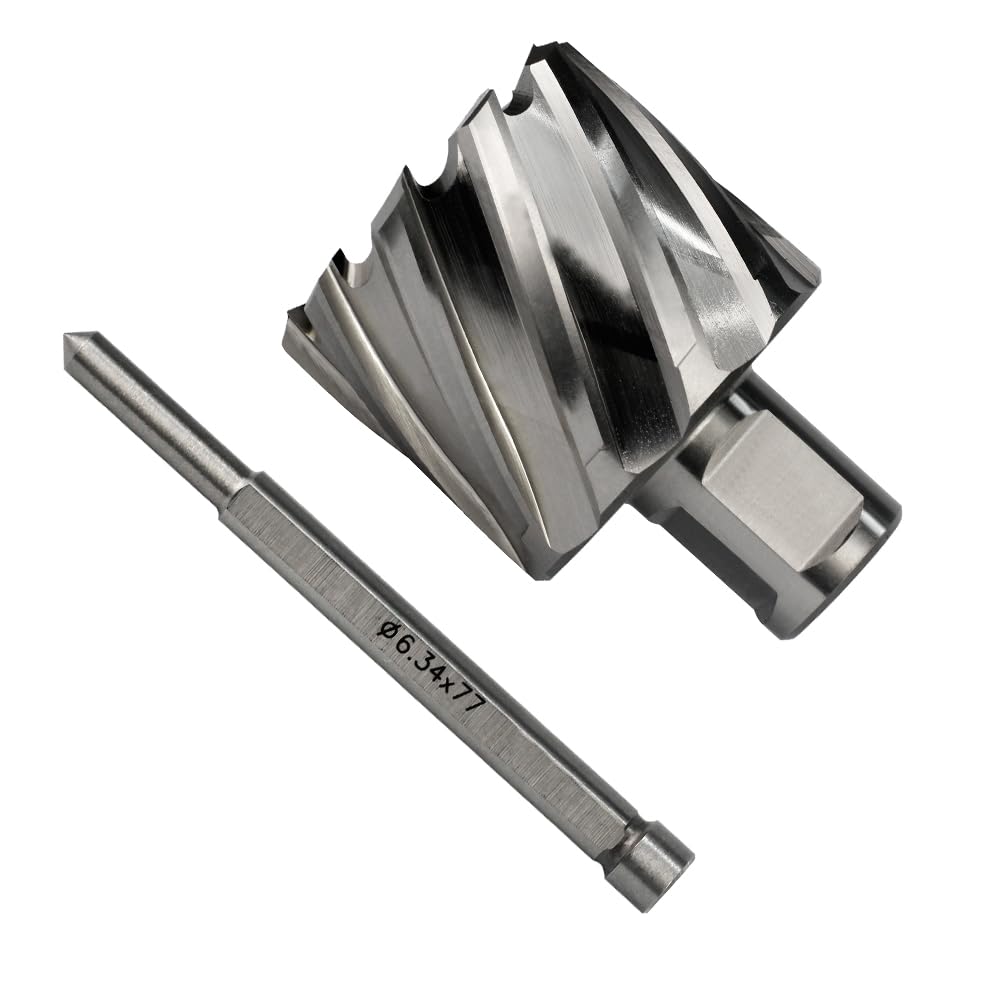 Annular Cutter JESTUOUS 1-3/4 Inch Cutting Diameter 3/4 Weldon Shank 1 Cutting Depth with Pilot Pin Slugger Bits HSS Kit for Magnetic Drill Press,1 Piece JESTUOUS