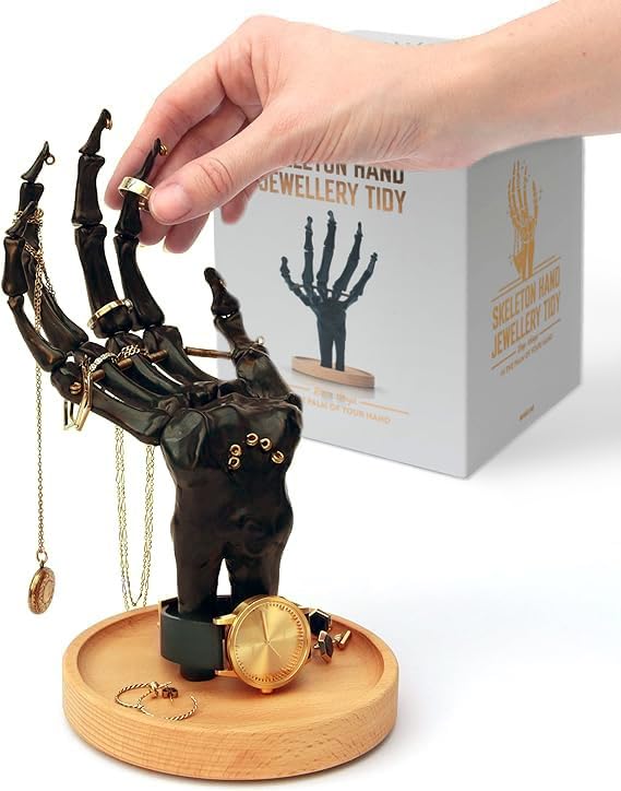 Suck UK | Skeleton Hand Ring Holder & Jewelry Stand | Earring Organizer & Necklace Holder For Gothic Decor | Halloween Decorations & Bedroom Accessories | Bracelet Holder & Jewelry Organizer | Black Suck UK