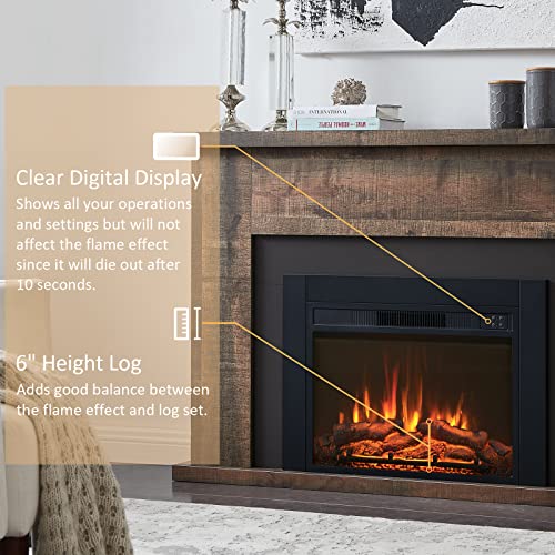 Efiretric® Adam Electric Fireplace Insert with Front Trim Kit, 23" W x 17" H (EF447) with Front Trim Kit, 1500W Heater, Remote Control and Timer EFIRETRIC