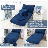 DreLunis 4-Piece Toddler Bedding Set for Boys Navy Blue Embroidery Kids Comforter Sets Soft Breathable Toddler Bed-in-a-Bag Includes Comforter, Flat Sheet, Fitted Sheet, Pillowcase DreLunis