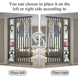 Wall Room Divider - Freestanding Wood Room Divider with Shelves and Coat Rack, Wall Divider with Storage Cabinet and Display Shelf, Freestanding Decor for Bedroom, Office (Grey+Black, 39.4IN) Horseo