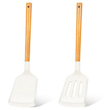 KLAQQED 2Pcs Spatula Silicone Spatula Set Turner Kitchen Spatulas Silicone Heat Resistant for Nonstick Cookware Rubber Wok Spatula, Plastic Spatula Silicone for Cooking Use Kitchen Utensils Set White KLAQQED