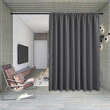 RYB HOME Room Divider Curtain Set with Ceiling Track, Privacy Blackout Thermal Insulated Curtains for Bedroom/Living Room/Basement/Patio/Sliding Glass Door, W100 x L84, Grey, 1 Panel RYB HOME