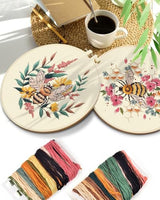 TINDTOP 2 Pack Embroidery Kit for Adult, Embroidery DIY Starter Kit, with Stamped Patterns, Hoop, Tools, Colorful Threads with Needles, Instructions (Bee)