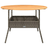 vidaXL Garden Table Grey PE Rattan, Solid Acacia Wood, Powder-Coated Steel vidaXL