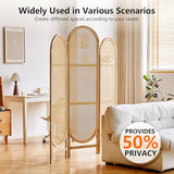 Asnefeli Room Divider 3 Panels, Hand-Woven Rattan Room Divider Wall, Foldable Wood Divider Screen, Creative Divider Wall, Folding Privacy Screens, Unique Design Privacy Divider Panel (Natural) Asnefeli