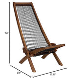 CleverMade Tamarack Folding Rope Chair - Foldable Outdoor Low Profile Wood Lounge Chair for the Patio, Backyard, and Deck, No Assembly Required CleverMade