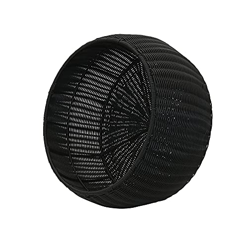 Household Essentials Handwoven Resin Storage Stool Ottoman, Black Household Essentials