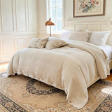 Simple&Opulence 100% Linen Duvet Cover Set 2pcs with Coconut Button Closure Natural French Washed Flax Solid Color Soft Breathable Farmhouse Bedding - Linen, Twin Size Simple&Opulence