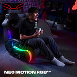 X Rocker G-Force RGB LED Video Gaming Floor Chair with Armrests, Built-In Audio via Wireless Bluetooth, Foldable, Vegan Leather, 250 lbs Max, Black X Rocker