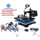 Heat Press 8 in 1 Heat Press Machine 38X30cm, Combo Heat Press Machine for T-Shirt Hat Cap Mug Plate, Multifuctional Heat Transfer Machine for T-Shirt Mug Hat Plate Transfer Printer YAOBAO