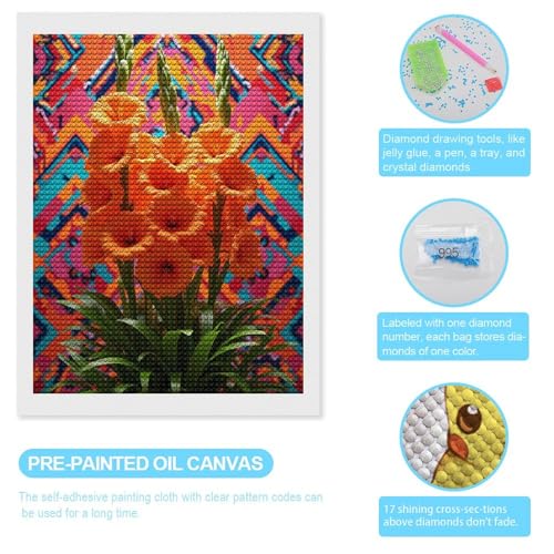 TZTTZT Diamond Art Kits for Adults - Orange Blossom Kaleidoscope Garden Diamond Painting Kits for Adults Beginner, Frameless Diamond Painting Craft for Home Wall Decor TZTTZT