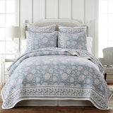 Levtex Home Adare Blue Reversible King/Cal King Quilt Set (106x92in) with 2 Pillow Shams (36x20in) - Floral Bedding - Blue White - Cotton King Size Quilt Bedding Set - Lightweight, Soft, Pre-Washed Levtex Home