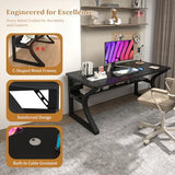 StarGraph Computer Desk 47'' Large Home Office Desk with Sturdy Metal Frame U Shaped Modern Computer Desks with Storage Study Writing Office Work from Home Desks (Black, 47 inch) StarGraph