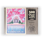 MyPuzzle Washington, DC: Jefferson Memorial in Bloom (Mod Design), Vintage Poster - Premium 500 Piece Jigsaw Puzzle for Adults MyPuzzle.com