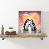 pigpigboss Kiss Penguins Diamond Painting Art Kits, Love Penguins Paint with Diamonds for Adult Beginner Office Home Wall Decor (11.8 x 11.8 inches) pigpigboss