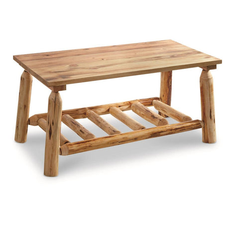 CASTLECREEK Log Coffee Table, Rustic Natural Weathered Look Wooden Rectangular Center Tables for Living Room CASTLECREEK