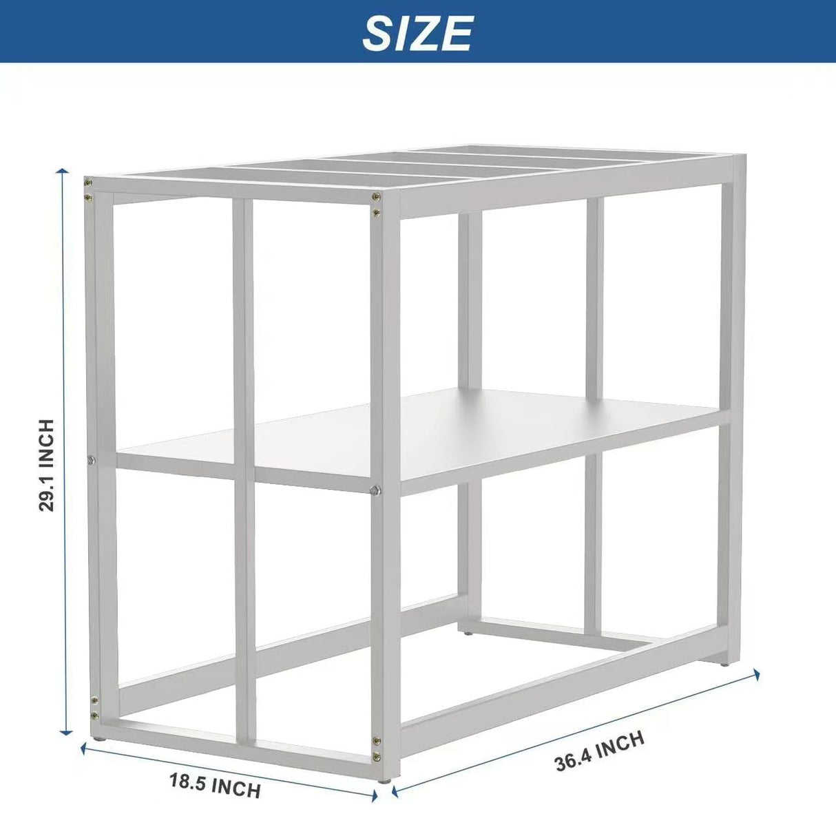 Akenow Fish Tank Stand 40 Gallon , Metal Aquarium Stand Double Layer with Storage 36.4" x 18.5"x29.1 fits Aquarium,Turtle Tank/Reptile Terrariums,White Akenow
