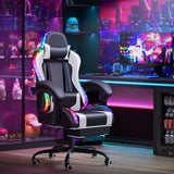 Homall Gaming Chair, Video Game Chair with Footrest and Massage Lumbar Support, Ergonomic Computer Chair Height Adjustable with Swivel Seat and Headrest (RGB Lvory) Homall