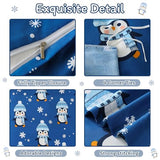 JSD Blue Penguin Snowflakes Kids Duvet Cover Set Twin Size, 2 Piece Printed Comforter Cover with Pillow Sham Zipper Closure, Comforter Not Included JSD
