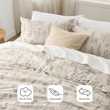 Bedsure Queen Comforter Set - Beige Bed Set, 3 Pieces Cute Floral Bedding, 1 Soft Botanical Flowers Comforter and 2 Pillow Shams Bedsure