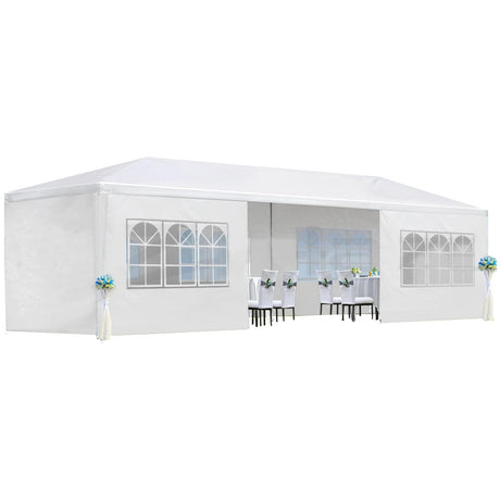 10x30Ft Outdoor Party Tent Gazebo, Waterproof Gazebo Canopy Tents with 8 Removable Sidewalls, Heavy Duty Tents with Marquee Featuring Windows, Suitable for Large Wedding, Party, Birthday, Camping COOLYI