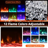50 in Electric Fireplace Inserts - 1500/750W Ultra Narrow Frame Wall Mounted Fireplaces with 3 Heating Modes - 12 Flame Colors, Remote Control/Timer, Touch Screen, Low Noise EliteEdge