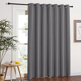 NICETOWN Grey Blackout Patio Sliding Door Curtains 84 inch Length, Grommet Room Divider Thermal Insulated Curtain Drapes for French Door/Living Room (Gray, W100 x L84, 1 Panel) NICETOWN