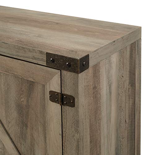 Walker Edison Georgetown Modern Farmhouse Double Barn Door Stand for TVs up to 80 Inches, 70 Inch, Grey Wash - WoodArtSupply