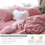 mixinni Red Gingham Comforter Set Twin XL, Plaid Comforter Set 3 Pieces 1 Red Grid Comfoter with 2 Pillow Cases for All Seasons, Soft Fluffy Modern Grid Pattern Printed Bedding-Twin XL Size mixinni