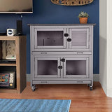 Rabbit Hutch Bunny Cage, Guinea Pig Cage Bunny Hutch Indoor, Wood Pet Cage with 4 Casters -2 Story & 2 Trays GUTINNEEN