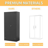 EazeHome Metal Garage Storage Cabinet, 72" Tall Steel File Cabinet with 2 Lockable Doors and Adjustable Shelves, Heavy Duty Tool Cabinet for Garages, Offices, Kitchens, Gyms, Black EazeHome