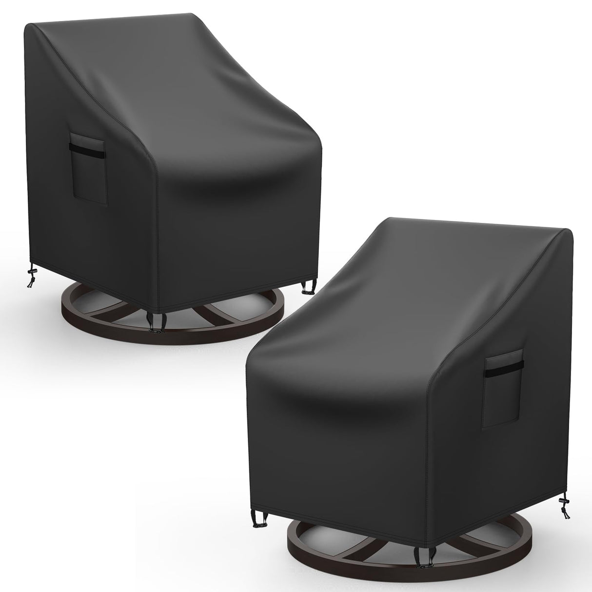 Mrrihand Outdoor Swivel Lounge Chair Cover Waterproof, 2 Pack Heavy Duty Patio Rocking Chair Covers for Outdoor Furniture, 33" W×37" D×38.5" H, Black Mrrihand