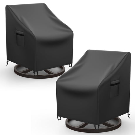 Mrrihand Outdoor Swivel Lounge Chair Cover Waterproof, 2 Pack Heavy Duty Patio Rocking Chair Covers for Outdoor Furniture, 33" W×37" D×38.5" H, Black Mrrihand