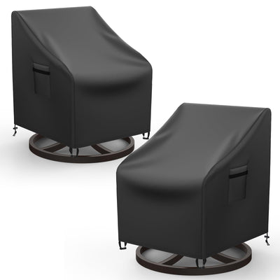 Mrrihand Outdoor Swivel Lounge Chair Cover Waterproof, 2 Pack Heavy Duty Patio Rocking Chair Covers for Outdoor Furniture, 33" W×37" D×38.5" H, Black