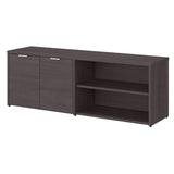 Bush Furniture Low Wide Cabinet with Doors and Shelves,Jamestown Collection Storage Chest with Satin Nickel Handles, 60Wx16Dx21H, Storm Gray Bush Business Furniture