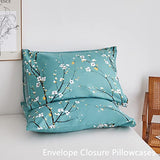 ZRNBAST Teal Sheet Set 4 Pcs Twin Sheet Set Floral Print Flat Sheet Fitted Sheet Farmhouse Style Bedding Sheets Easy Fit Microfiber Sheets-All Seasons (Teal, Twin) ZRNBAST