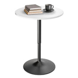 Athena Collection Round Bar Table, Adjustable Height Pub Table, 23.5'' Plain White Design High Top Table with MDF Desktop, for Bar/Pub/Bistro/Cocktail (White) Athena Collection
