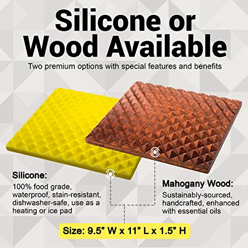 Premium Mahogany Wood Acupressure Mat for Pain Relief, Neuroplasticity and Relaxation | Made in USA, 9.5” W x 11” L x 1.5” H ACUWISE