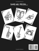 Big and Easy Musical Instruments Coloring Book: Fun and Relaxation for Kids and Adults WoodArtSupply