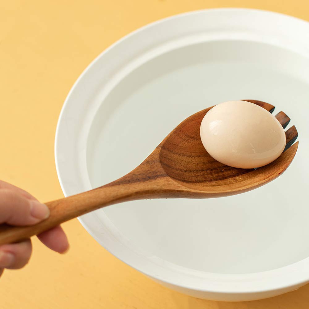 Wooden Kitchen Utensils Set, 5 PCs Natural Acacia Spurtle Set for Non-stick Pan Kitchen Tool Ladle and Wok Spatulas, Salad fork TEZZ