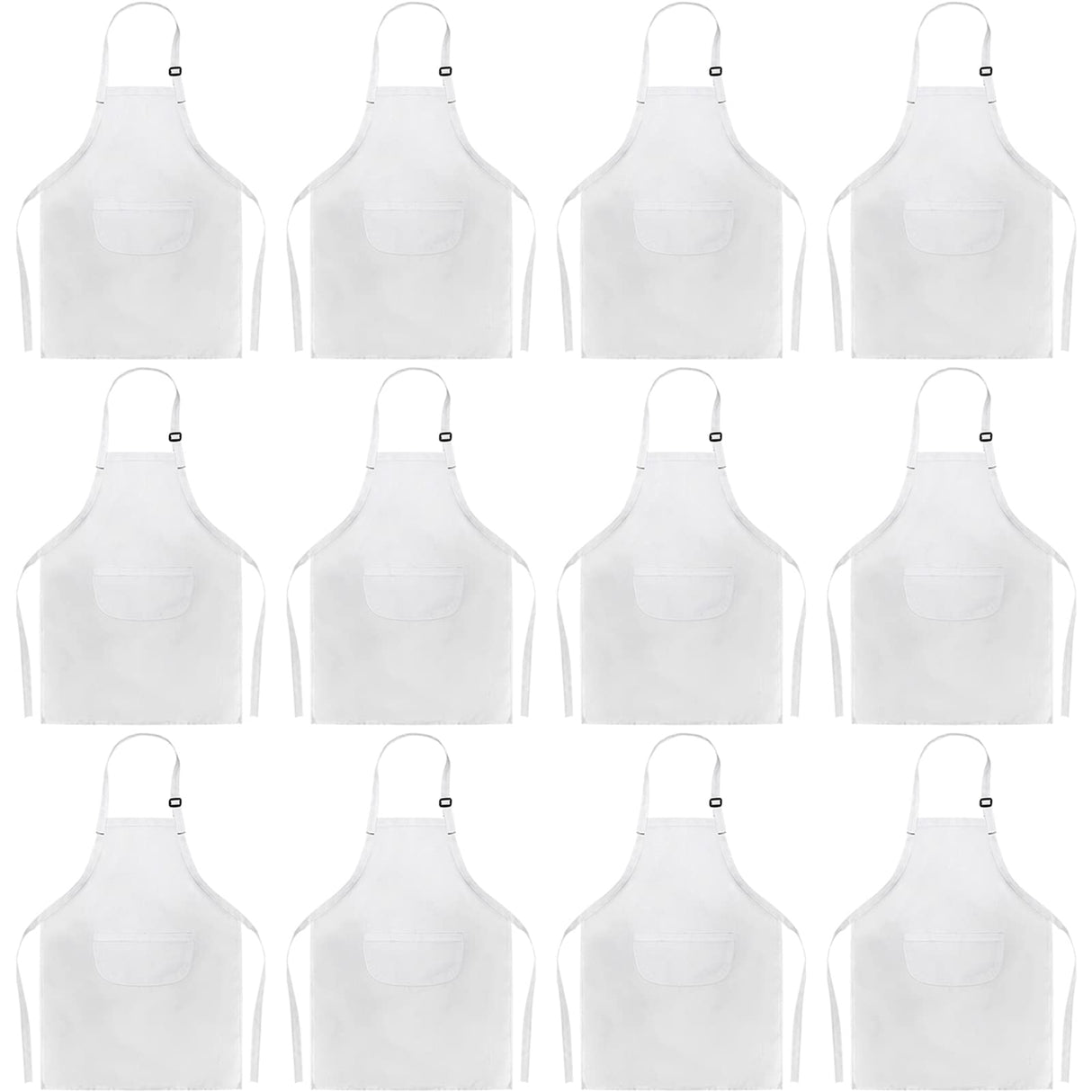 DEAYOU 12 Pack Kids Apron with 2 Pocket, Adjustable Children Chef Apron, White Child Painting Aprons for Cooking, Baking, Crafting, Grilling, Kitchen, Classroom, Party, Activity, Boys, Girls DEAYOU