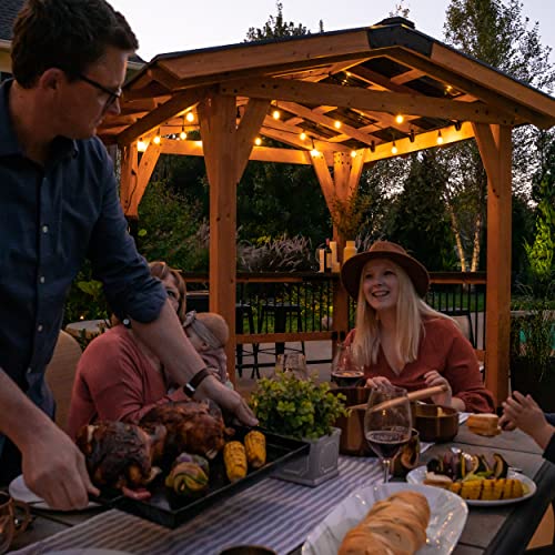 Backyard Discovery Granada Grill Gazebo Pavilion w/Outdoor Bar, 80" Grill Space, Hard Top Steel Metal Roof, Wind Resistant - 100 mph, Supports 4,700 - WoodArtSupply