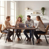 Homy Casa 5-Piece Conference Table Set with Swivel Office Chairs, Mid-Century Modern Meeting Table & Upholstered Seats, Collaborative Workstation for Office, Studio, or Small Team Spaces, Brown Homy Casa