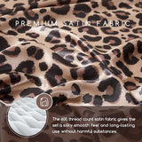 MR&HM Satin Bed Sheets, Twin XL Size Sheets Set, 3 Pcs Silky Bedding Set with 15 Inches Deep Pocket for Mattress (Twin XL, Brown Leopard) MR&HM
