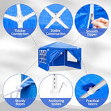10'x10' Party Tent Outdoor Event Tents with 4 Removable Sidewalls, Large Event Tent Canopy Waterproof for Parties Patio Birthday All Season Outdoor Blue Gainvieyee